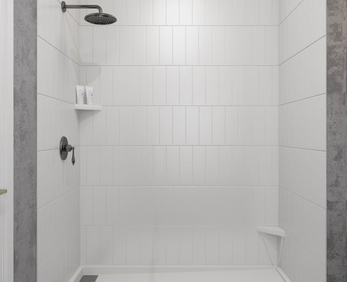 shower shelves and footrests