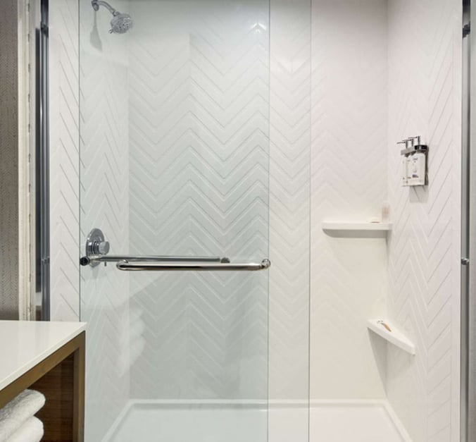 chevron marble hotel shower